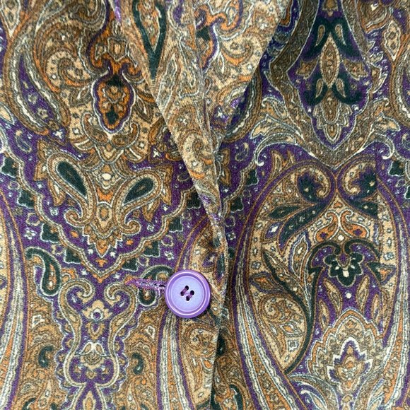 SOLD Bern And Mort Velour Single Breasted Brown Paisley Blazer NWOT - Picture 6 of 14